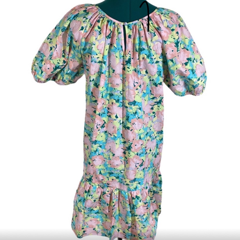 GB Square Neck Ruffle Hem Floral Poplin Dress NWOT - Picture 5 of 6